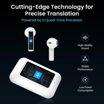 Polyverus® A8 AI Translator Earbuds – Offline ChatGPT Translation, Real-Time 74 Languages